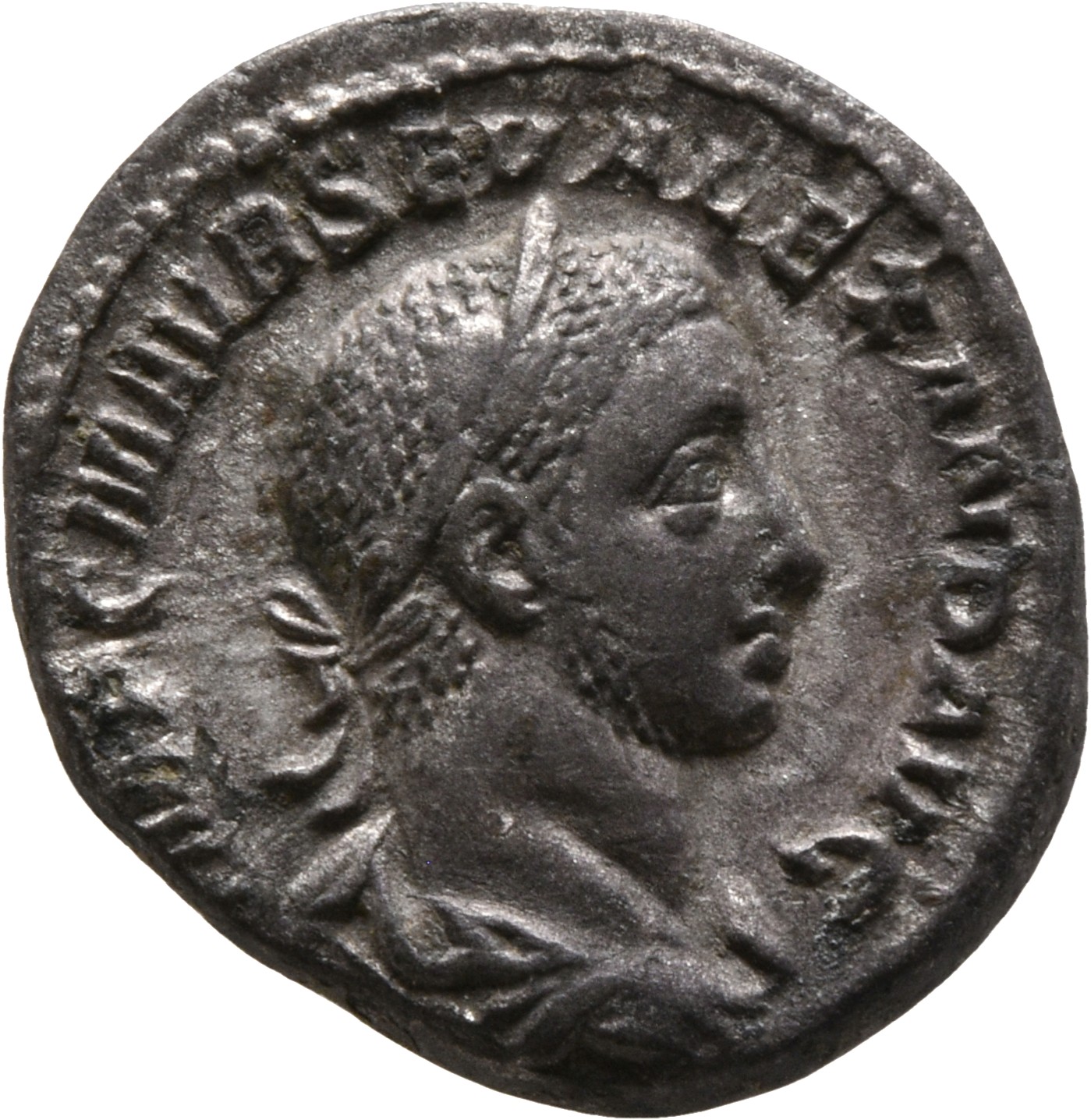 RIC IV Severus Alexander 133 Severus Alexander obverse — Bust of Severus Alexander, laureate, draped, right