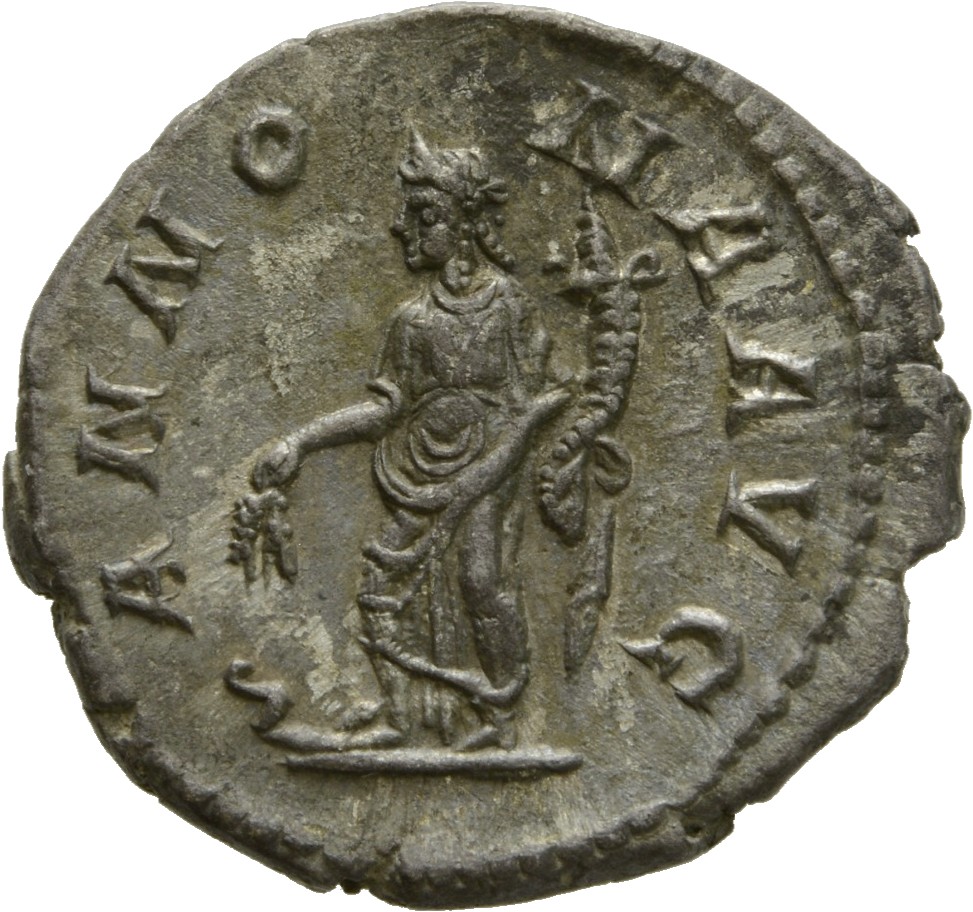 RIC IV Severus Alexander 135 Severus Alexander reverse, Annona, draped, standing left, holding two corn-ears in right hand...