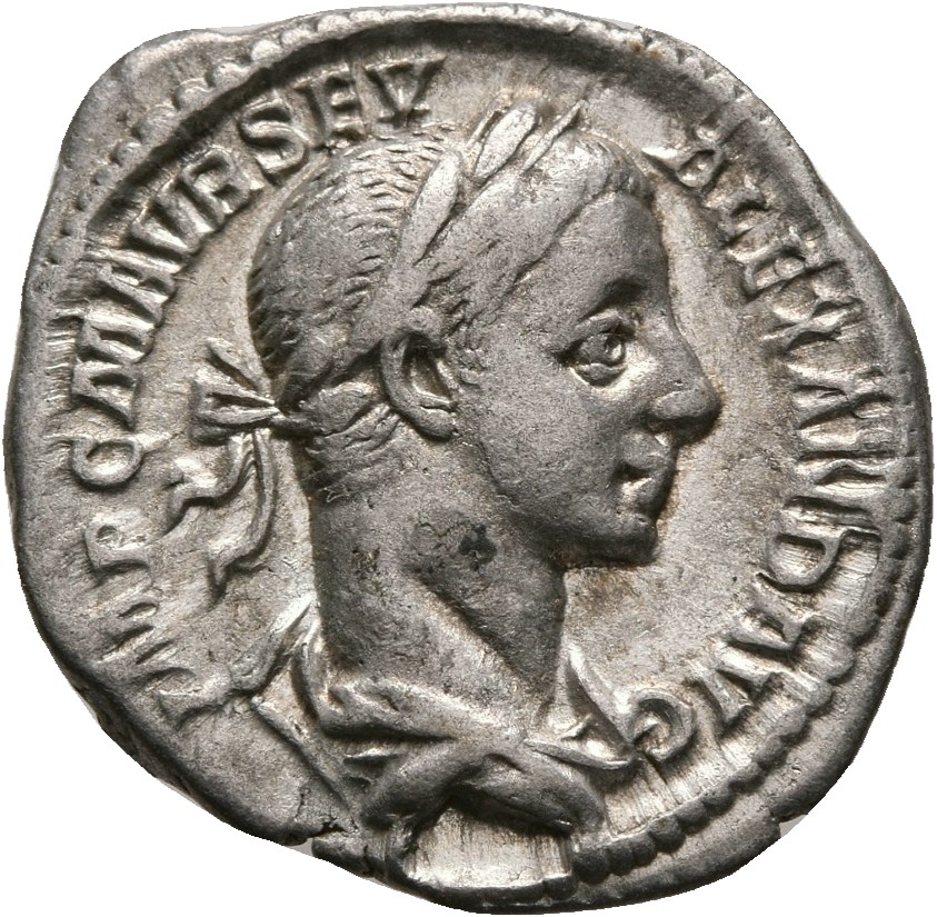 RIC IV Severus Alexander 144 Severus Alexander obverse — Bust of Severus Alexander, laureate, draped, right