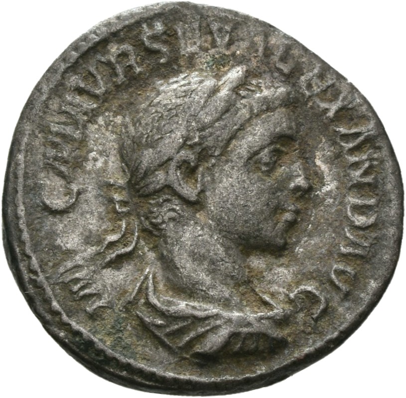 RIC IV Severus Alexander 14c Severus Alexander obverse, Bust of Severus Alexander, laureate, draped, right