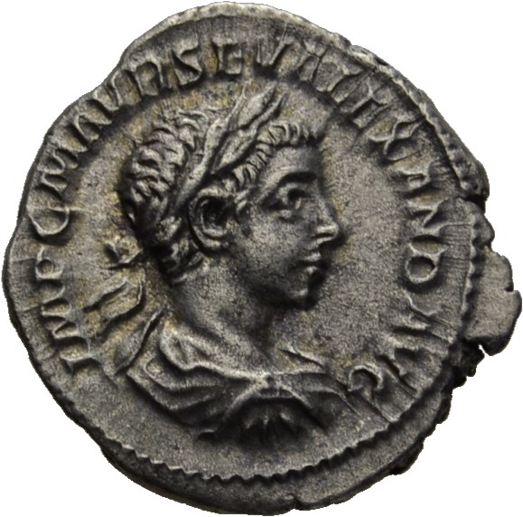 RIC IV Severus Alexander 160d Severus Alexander obverse, Bust of Severus Alexander, laureate, draped, cuirassed, right