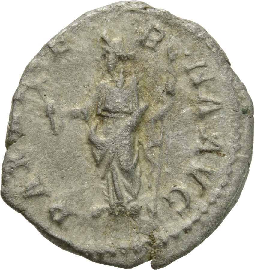 RIC IV Severus Alexander 165c Severus Alexander reverse, Pax, draped, standing left, holding olive-branch in right hand an...