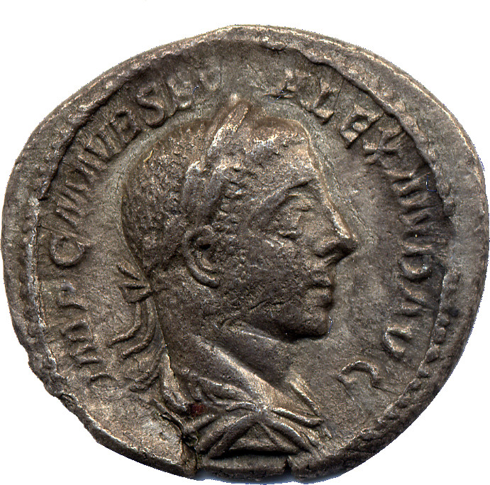 RIC IV Severus Alexander 180c Severus Alexander obverse, Bust of Severus Alexander, laureate, draped, right