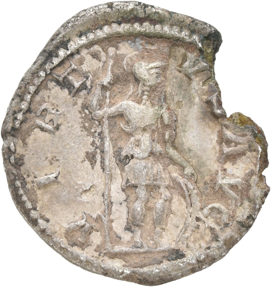 RIC IV Severus Alexander 181 Severus Alexander reverse, Virtus, helmeted, in military attire, standing right, holding spea...