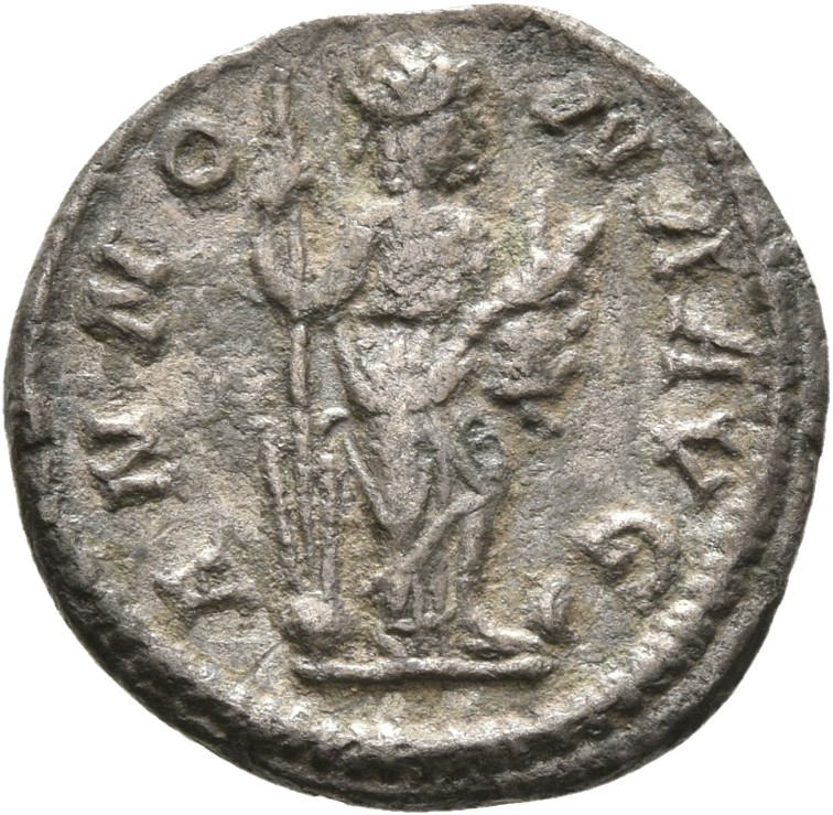 RIC IV Severus Alexander 190b Severus Alexander reverse, Annona, draped, standing right, holding rudder placed on globe in...