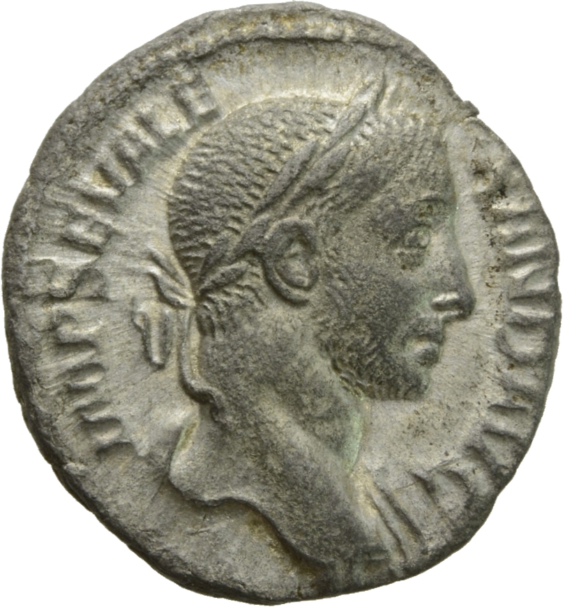 RIC IV Severus Alexander 190b Severus Alexander obverse, Bust of Severus Alexander, laureate, draped over left shoulder, r...