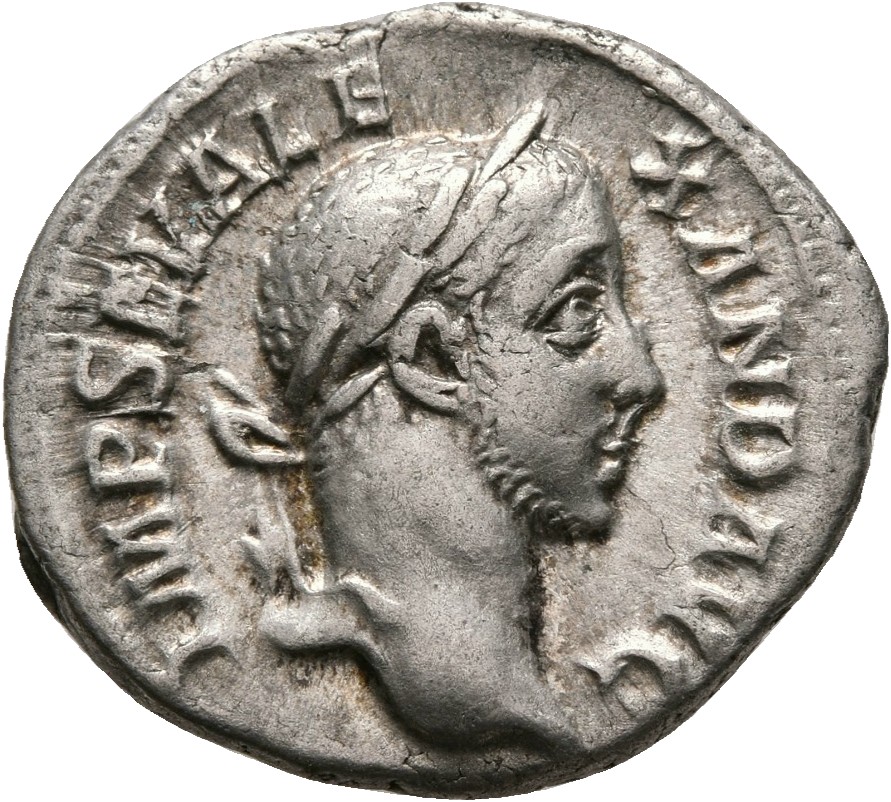 RIC IV Severus Alexander 193a Severus Alexander obverse, Head of Severus Alexander, laureate, right