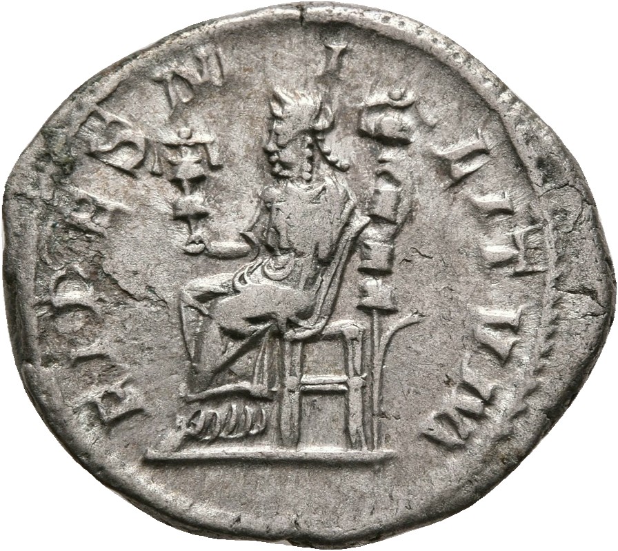 RIC IV Severus Alexander 193a Severus Alexander reverse, Fides, draped, seated left, holding two standards