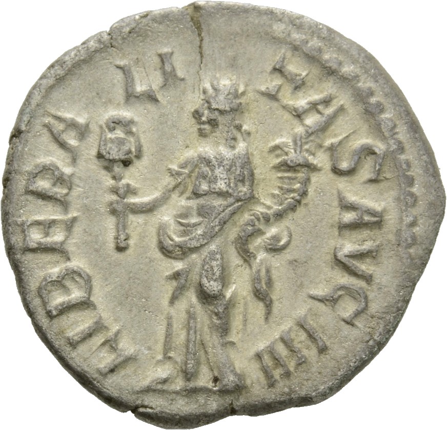RIC IV Severus Alexander 205 Severus Alexander reverse, Liberalitas, draped, standing left, holding abacus in right hand a...
