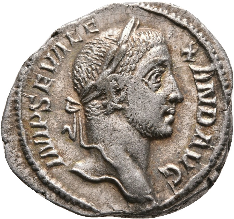 RIC IV Severus Alexander 220a Severus Alexander obverse, Head of Severus Alexander, laureate, right