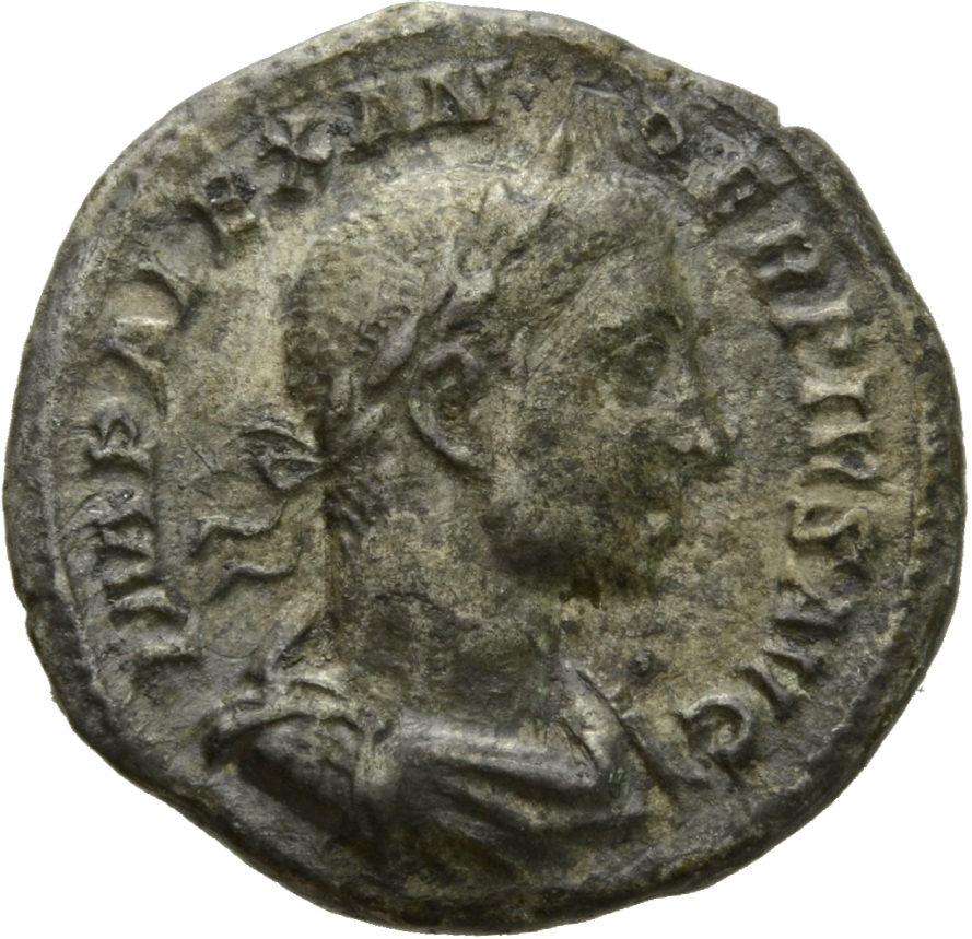 RIC IV Severus Alexander 246d Severus Alexander obverse, Bust of Severus Alexander, laureate, draped, cuirassed, right