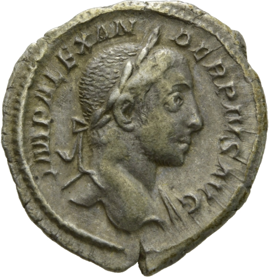 RIC IV Severus Alexander 252b Severus Alexander obverse, Bust of Severus Alexander, laureate, draped over left shoulder, r...