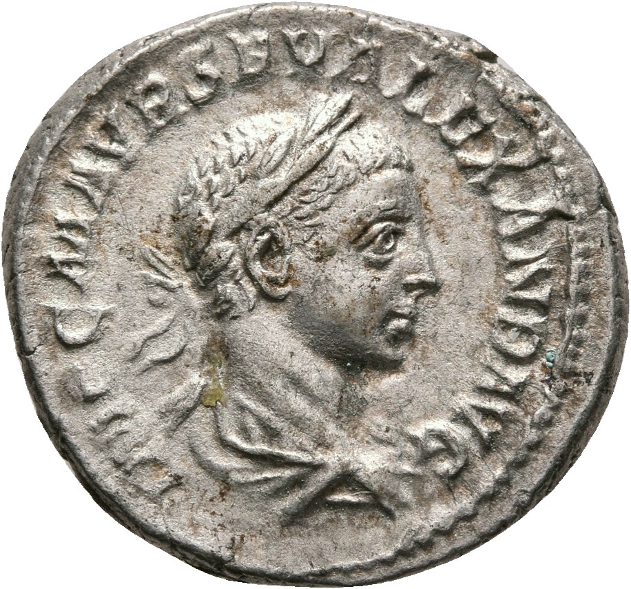RIC IV Severus Alexander 289 Severus Alexander obverse, Bust of Severus Alexander, laureate, draped, right