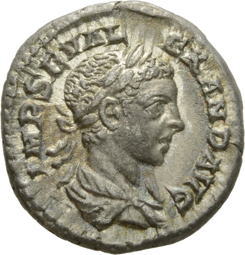 RIC IV Severus Alexander 302c Severus Alexander obverse, Bust of Severus Alexander, laureate, draped, right