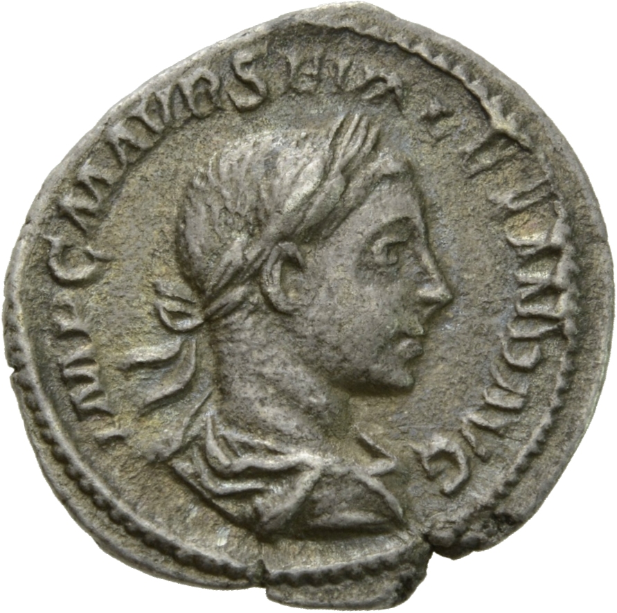 RIC IV Severus Alexander 32 Severus Alexander obverse, Bust of Severus Alexander, laureate, draped, right