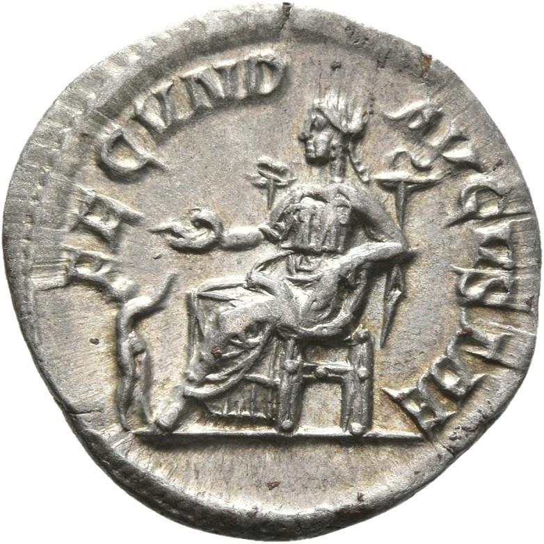 RIC IV Severus Alexander 332 Severus Alexander reverse, Fecunditas, draped, seated left, extending right hand over child r...