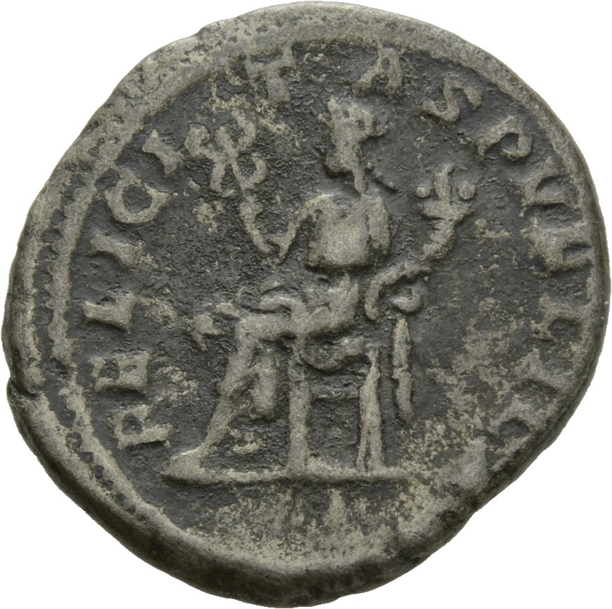 RIC IV Severus Alexander 338 Severus Alexander reverse, Felicitas, draped, seated left, holding caduceus in right hand and...