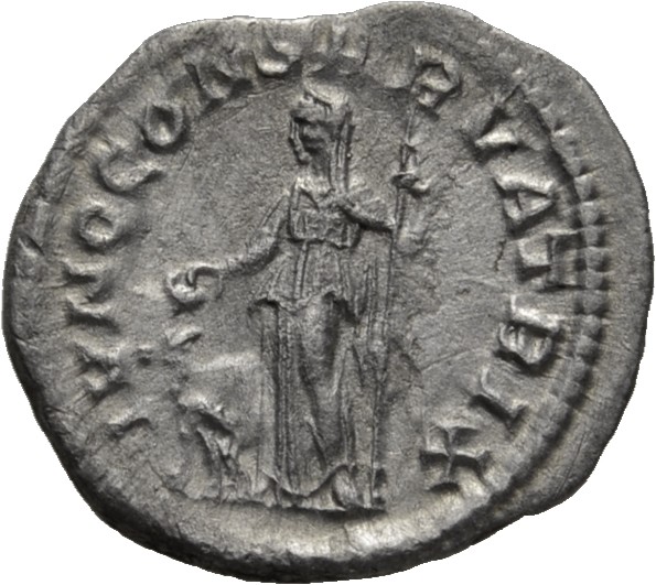 RIC IV Severus Alexander 343 Severus Alexander reverse, Juno, diademed, veiled, draped, standing left, holding patera in r...