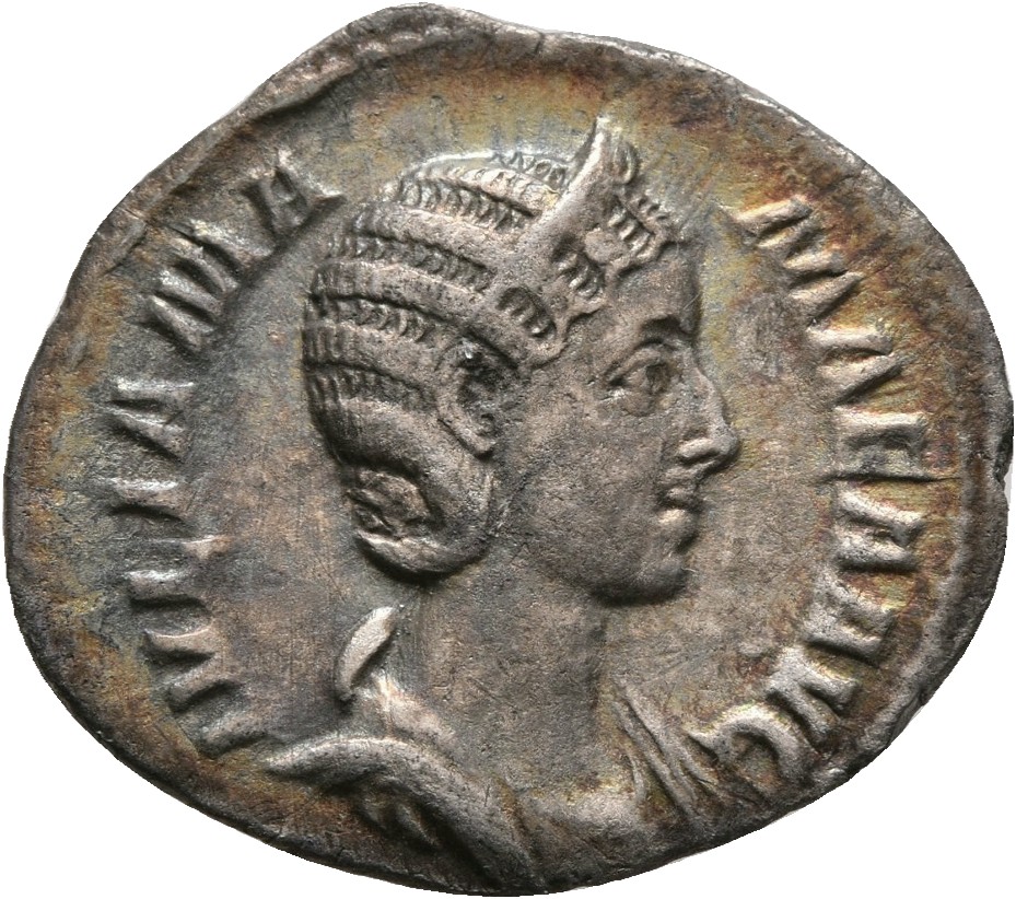 RIC IV Severus Alexander 351 Severus Alexander obverse, Bust of Julia Mamaea, diademed, draped, right