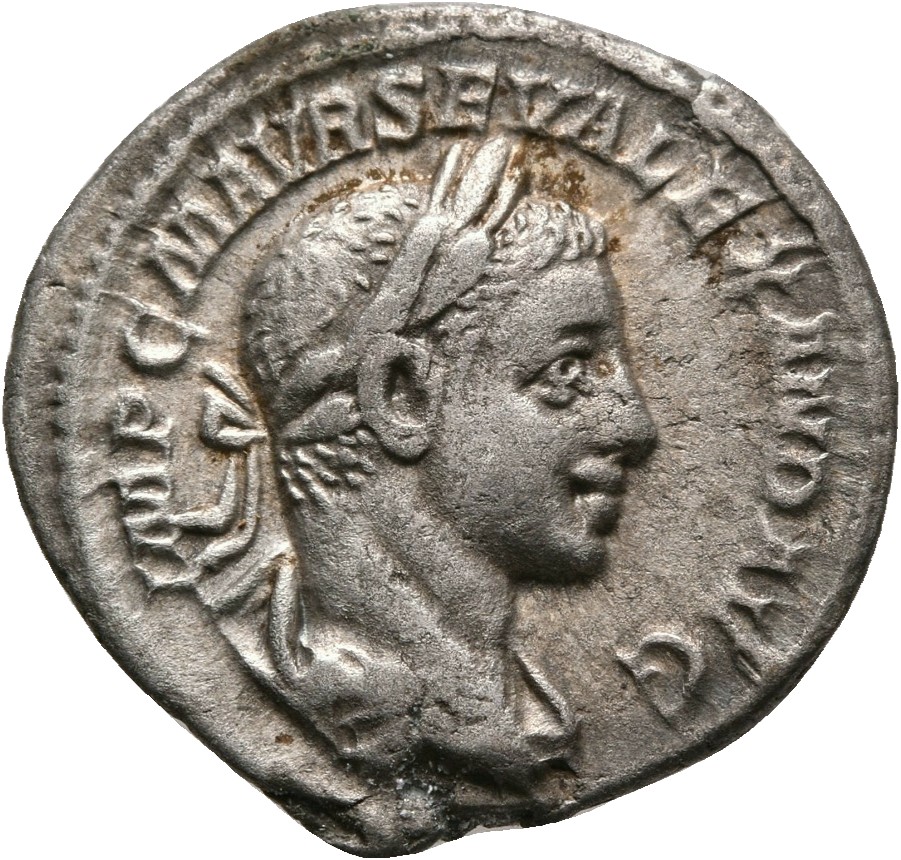 RIC IV Severus Alexander 37 Severus Alexander obverse, Bust of Severus Alexander, laureate, draped, right