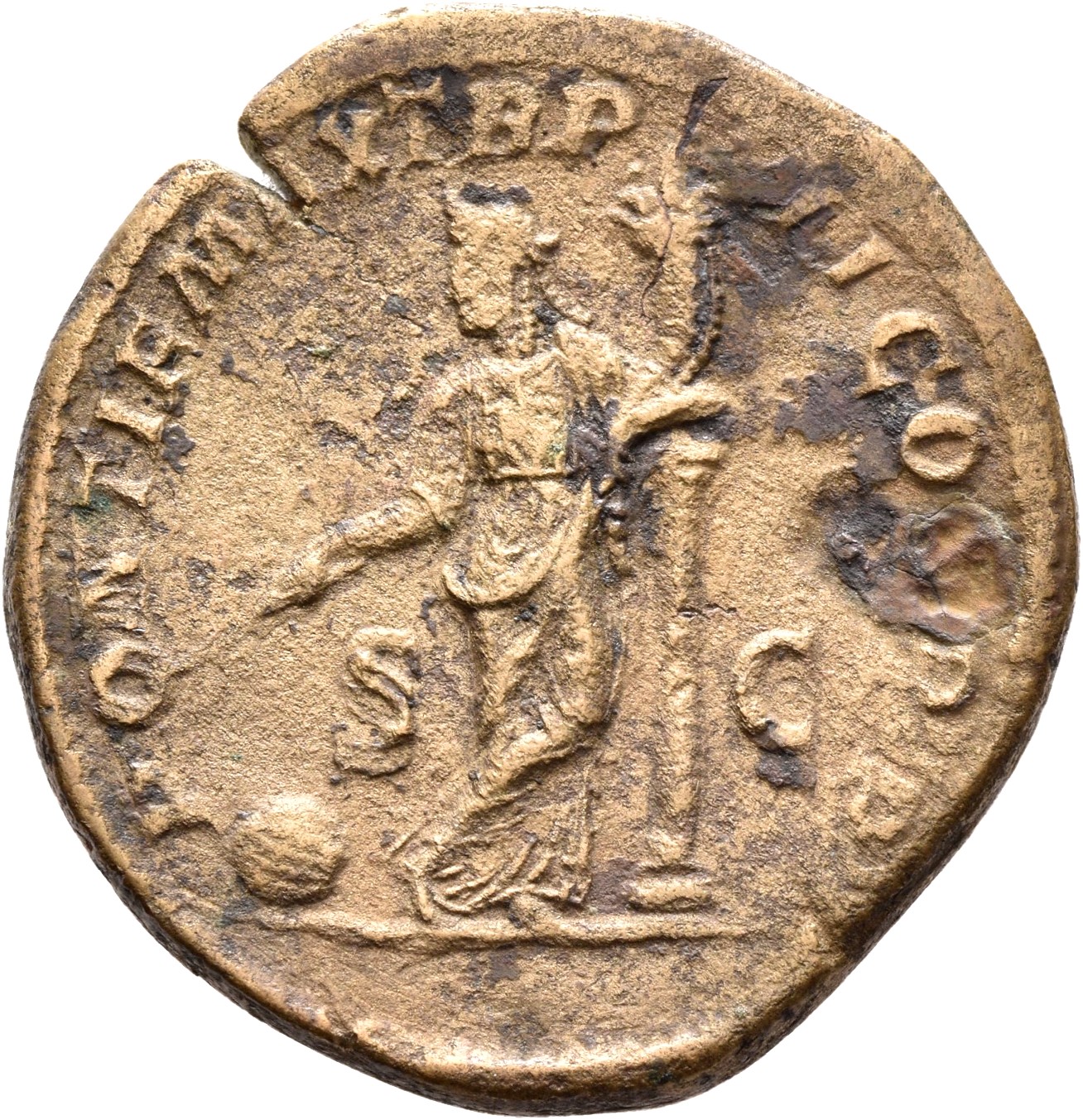 RIC IV Severus Alexander 404d Severus Alexander reverse, Providentia, draped, standing left, legs crossed, holding wand in...