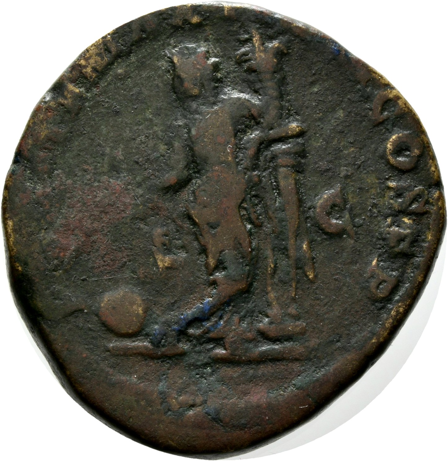 RIC IV Severus Alexander 404d Severus Alexander reverse, Providentia, draped, standing left, legs crossed, holding wand in...