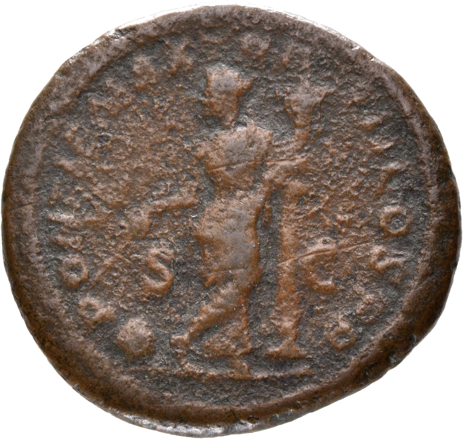 RIC IV Severus Alexander 416 Severus Alexander reverse, Providentia, draped, standing left, legs crossed, holding wand in ...