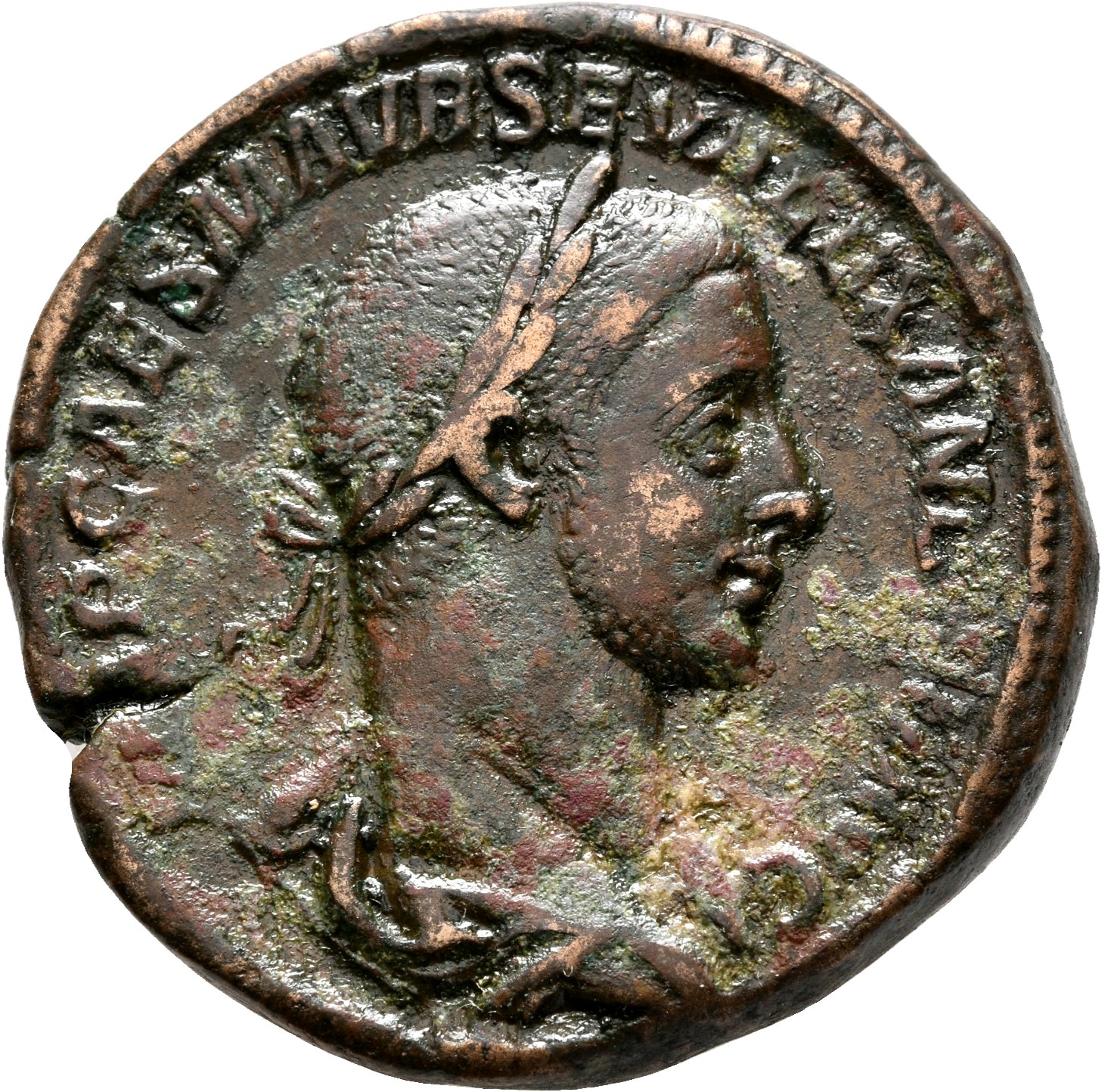 RIC IV Severus Alexander 440d Severus Alexander obverse, Bust of Severus Alexander, laureate, draped, cuirassed, right