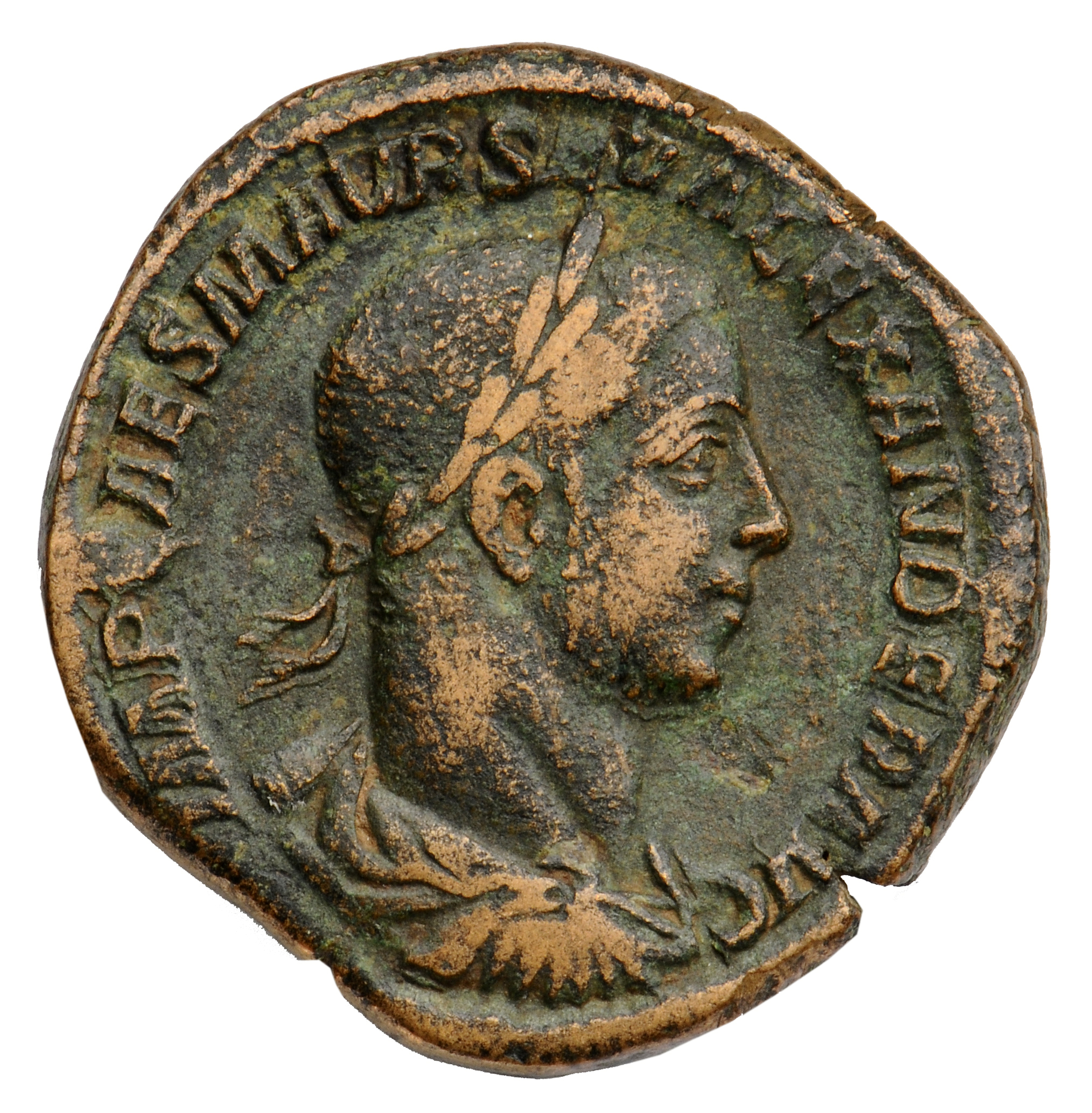 RIC IV Severus Alexander 459 Severus Alexander obverse, Bust of Severus Alexander, laureate, draped, cuirassed, right