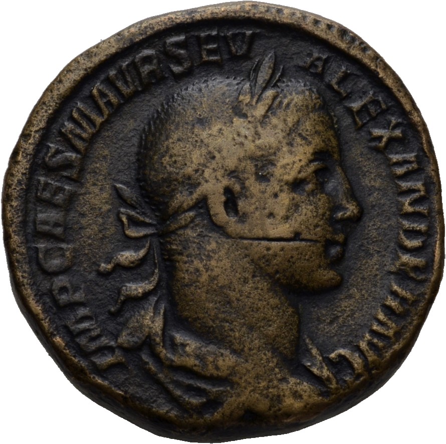 RIC IV Severus Alexander 465c Severus Alexander obverse, Bust of Severus Alexander, laureate, draped, right