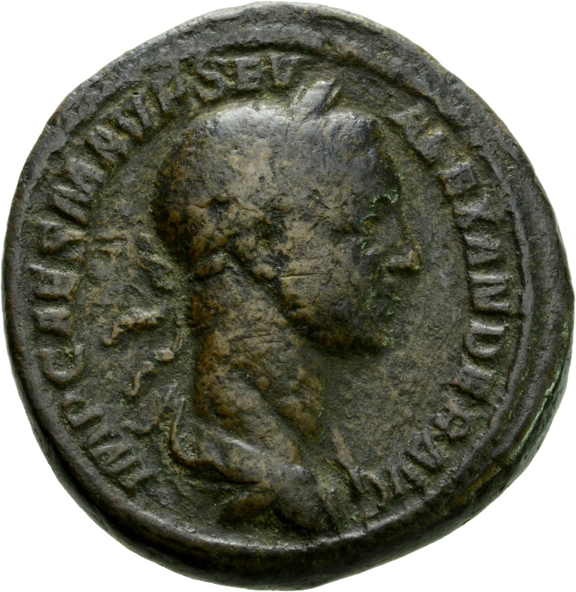 RIC IV Severus Alexander 466c Severus Alexander obverse, Bust of Severus Alexander, laureate, draped, right