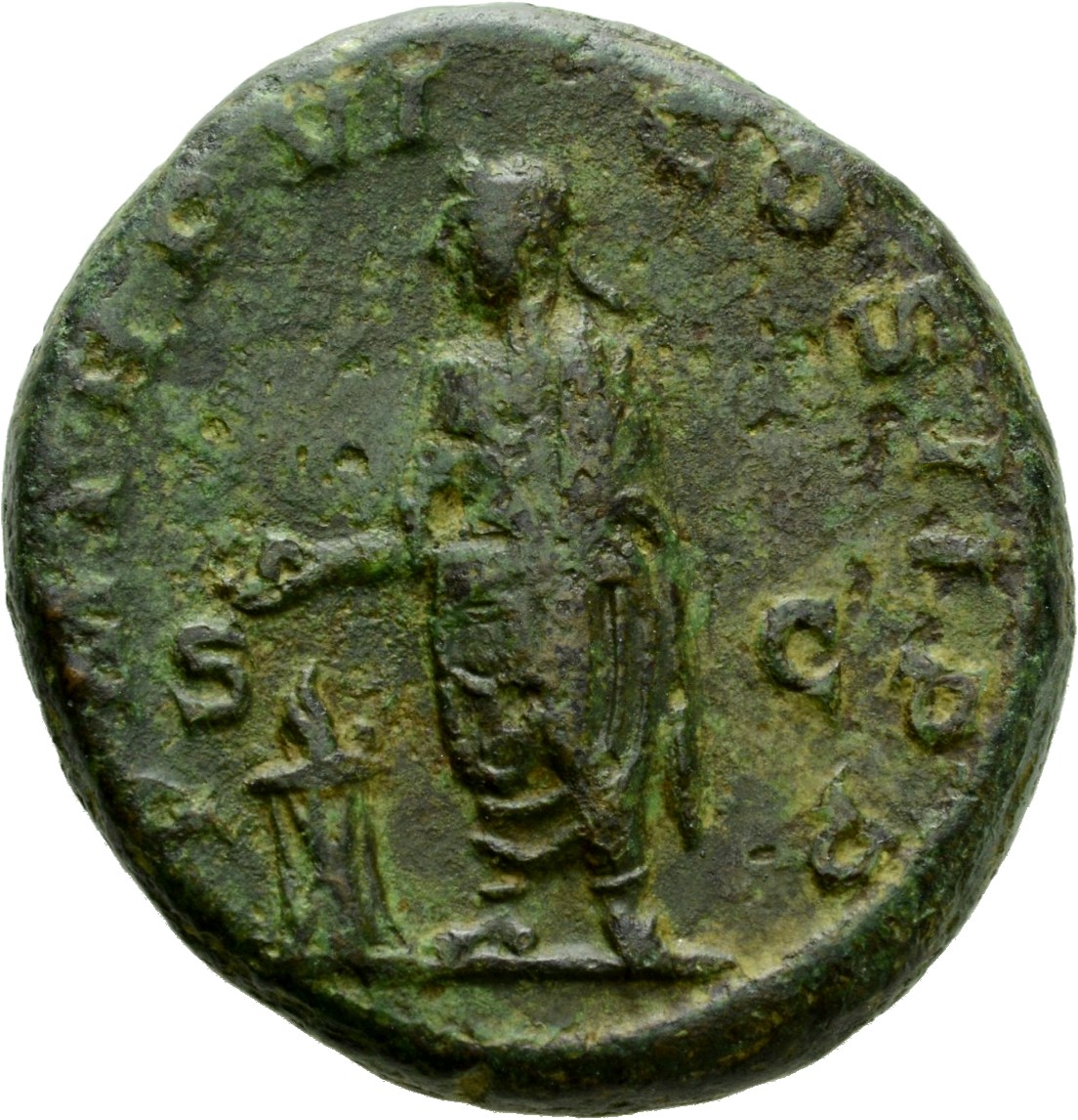 RIC IV Severus Alexander 470 Severus Alexander reverse, Severus Alexander, veiled, togate, standing left, sacrificing out ...