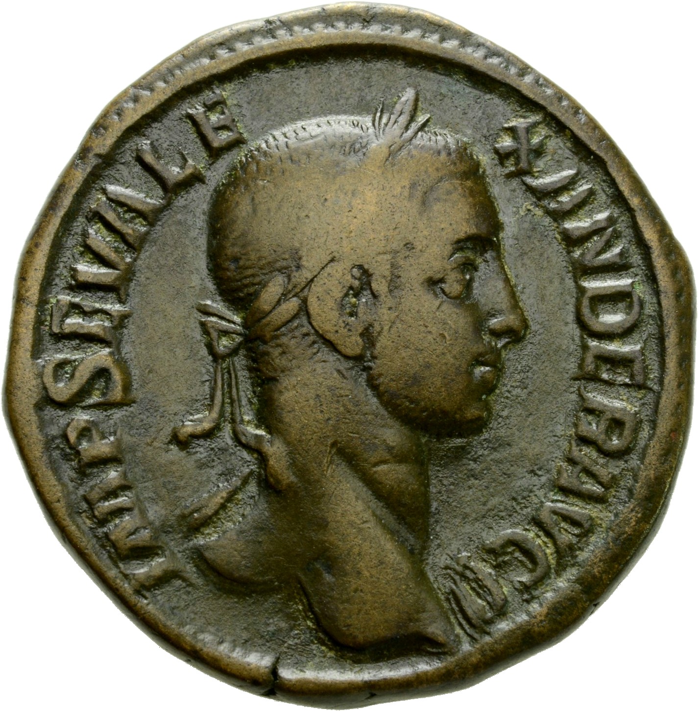 RIC IV Severus Alexander 477 Severus Alexander obverse, Bust of Severus Alexander, laureate, draped over left shoulder, right