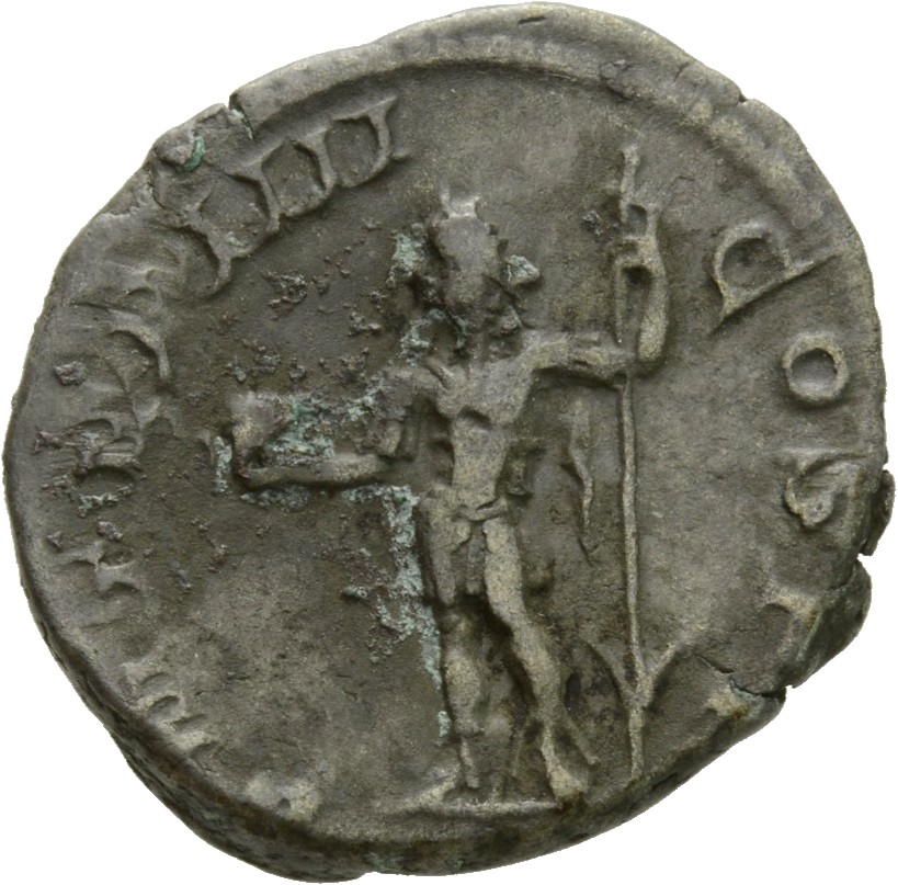 RIC IV Severus Alexander 48 Severus Alexander reverse, Severus Alexander, laureate, in military attire with cloak behind b...