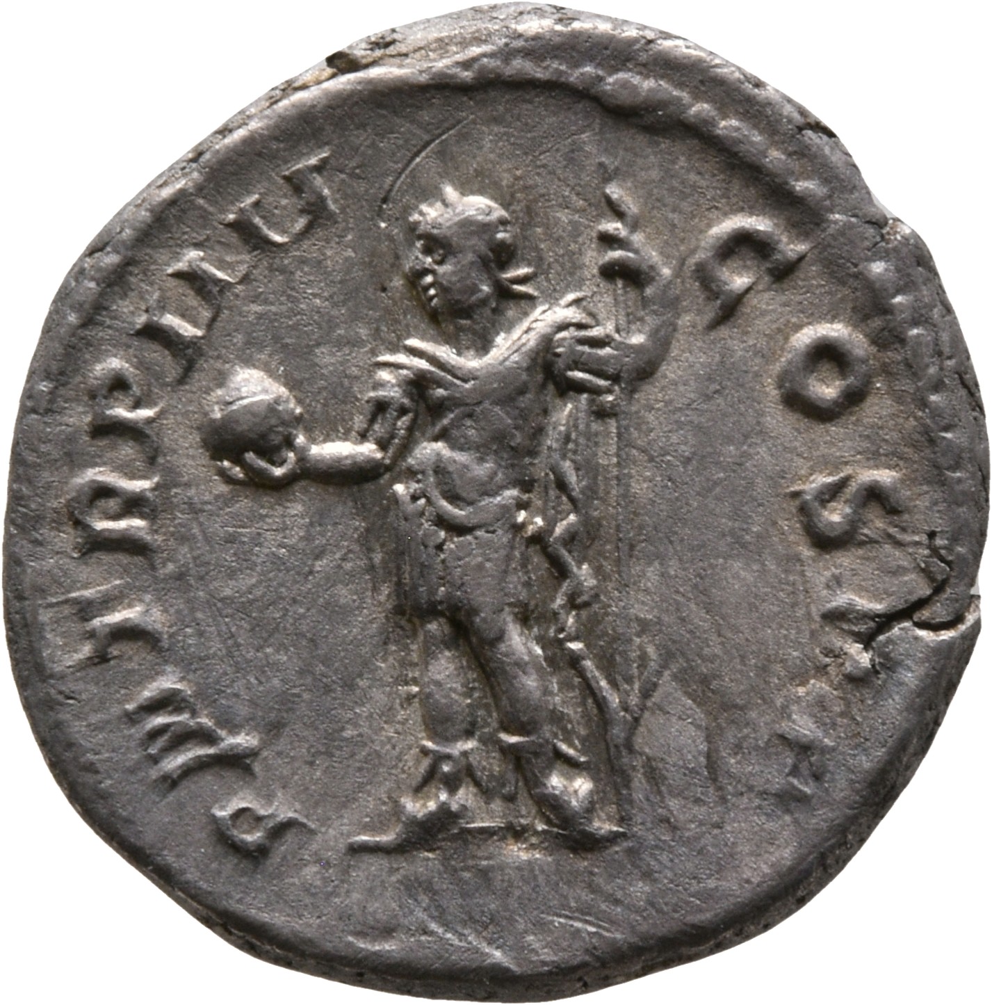 RIC IV Severus Alexander 48 Severus Alexander reverse, Severus Alexander, laureate, in military attire with cloak behind b...