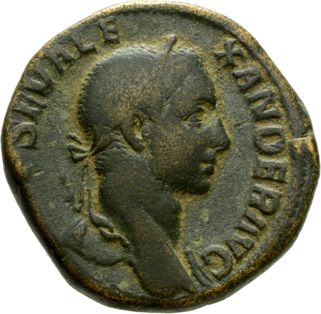 RIC IV Severus Alexander 492b Severus Alexander obverse, Bust of Severus Alexander, laureate, draped over left shoulder, r...