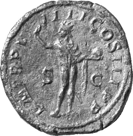 RIC IV Severus Alexander 503 Severus Alexander reverse, Sol, radiate, head left, standing right, raising right hand and ho...