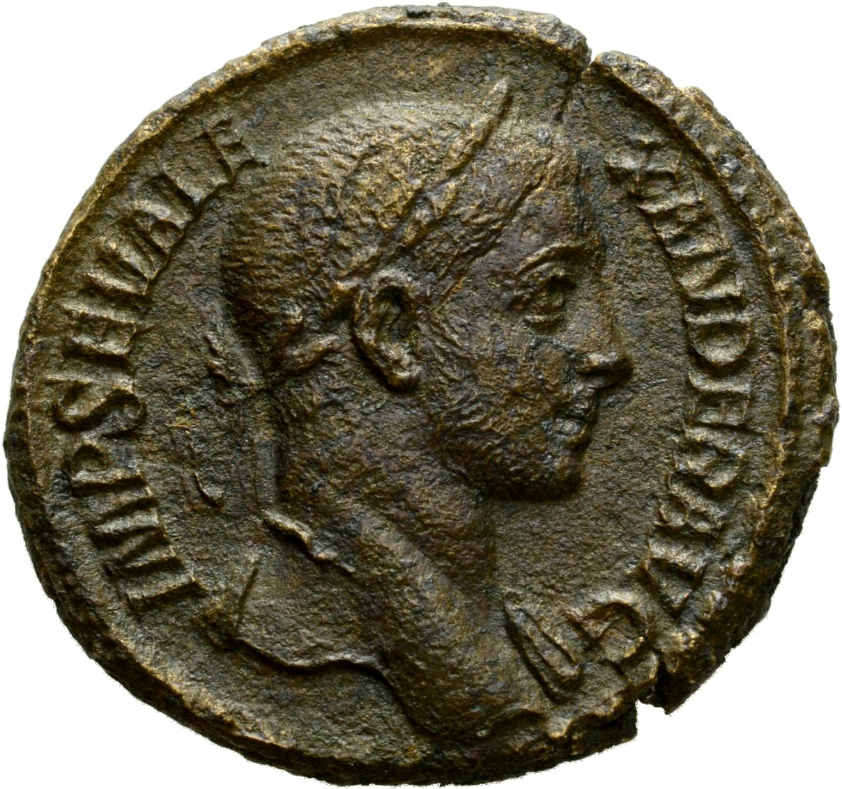 RIC IV Severus Alexander 507 Severus Alexander obverse, Bust of Severus Alexander, laureate, draped over left shoulder, right