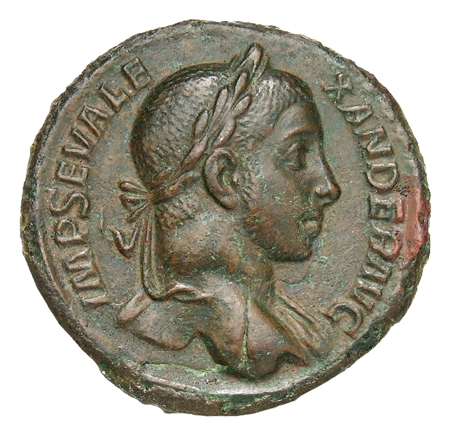 RIC IV Severus Alexander 510 Severus Alexander obverse, Bust of Severus Alexander, laureate, draped over left shoulder, right