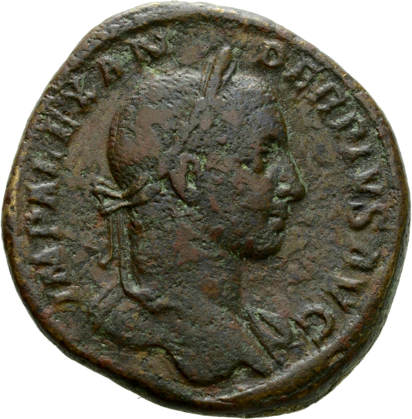 RIC IV Severus Alexander 523 Severus Alexander obverse, Bust of Severus Alexander, laureate, draped over left shoulder, right