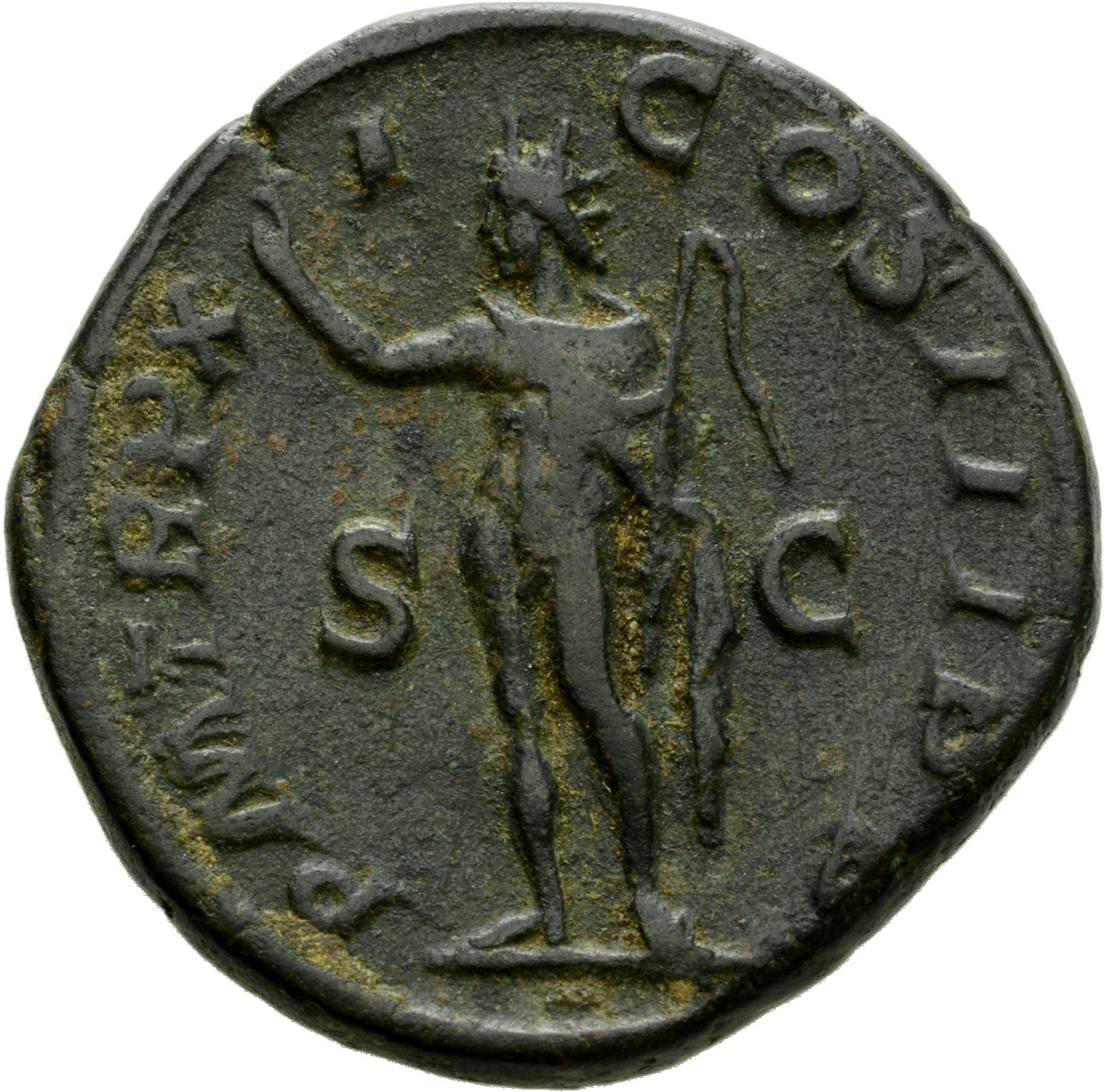 RIC IV Severus Alexander 525d Severus Alexander reverse, Sol, radiate, head left, standing front, raising right hand and h...