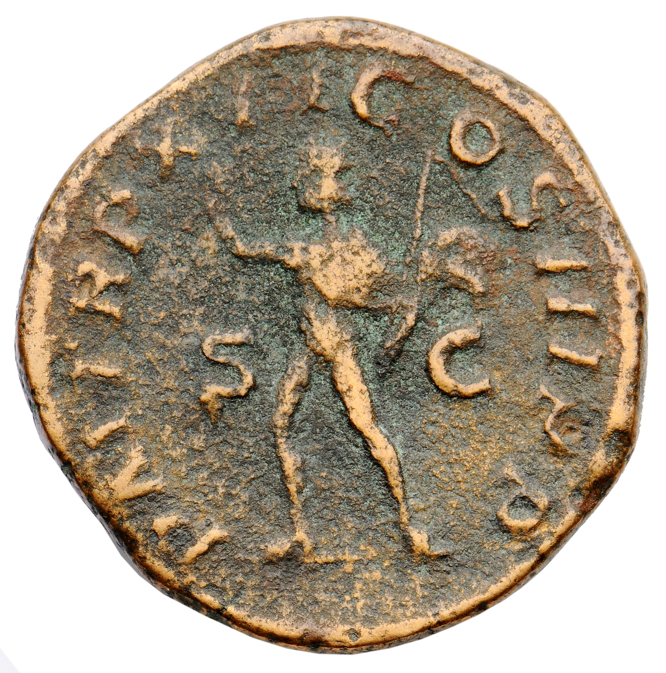 RIC IV Severus Alexander 535b Severus Alexander reverse, Sol, radiate, walking left, raising right hand and holding whip i...