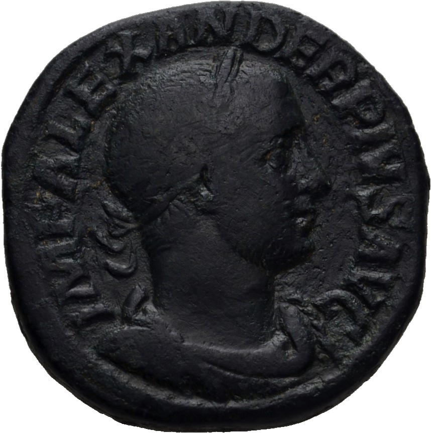 RIC IV Severus Alexander 535d Severus Alexander obverse, Bust of Severus Alexander, laureate, draped, cuirassed, right