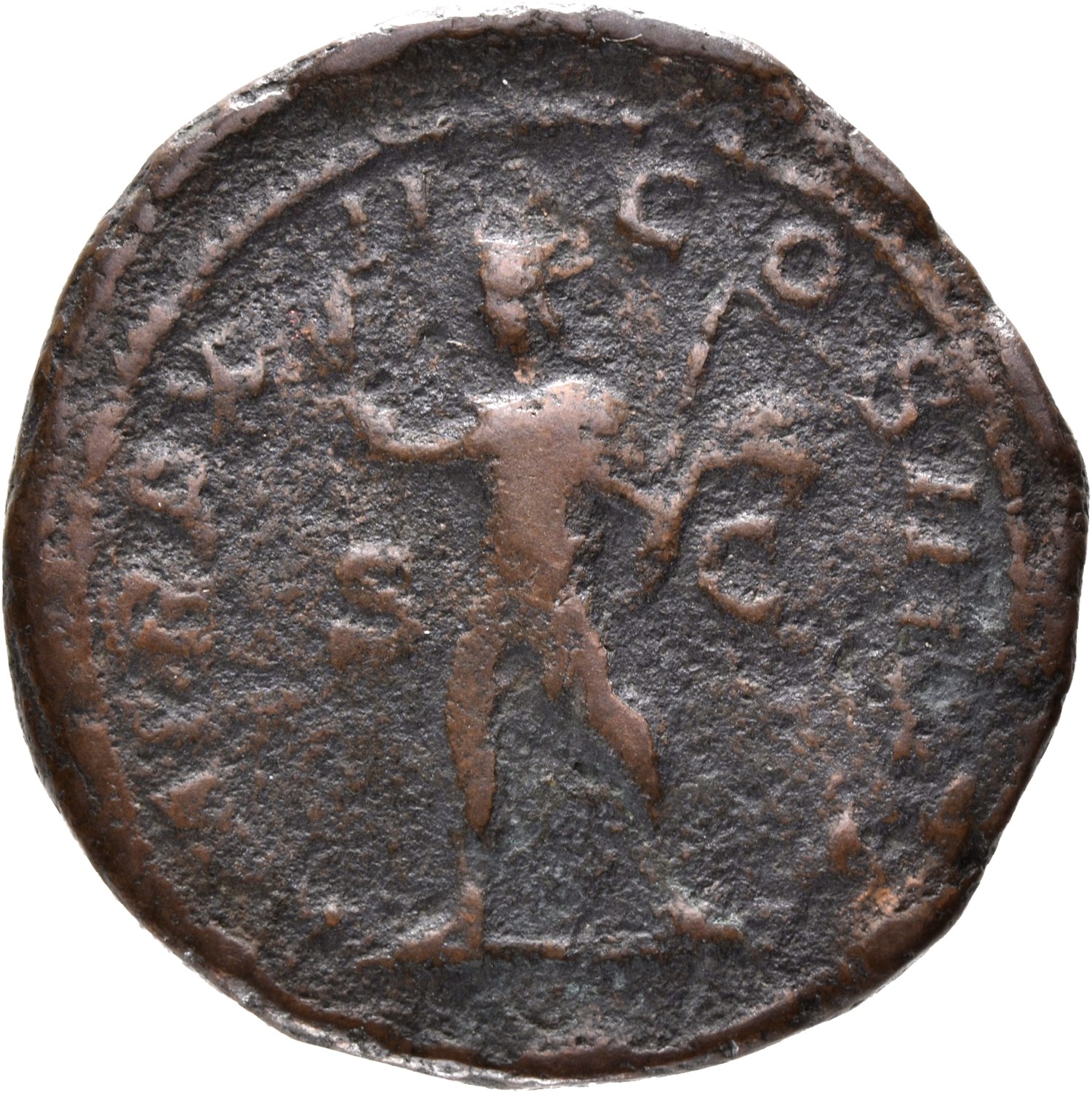 RIC IV Severus Alexander 537d Severus Alexander reverse, Sol, radiate, walking left, raising right hand and holding whip i...