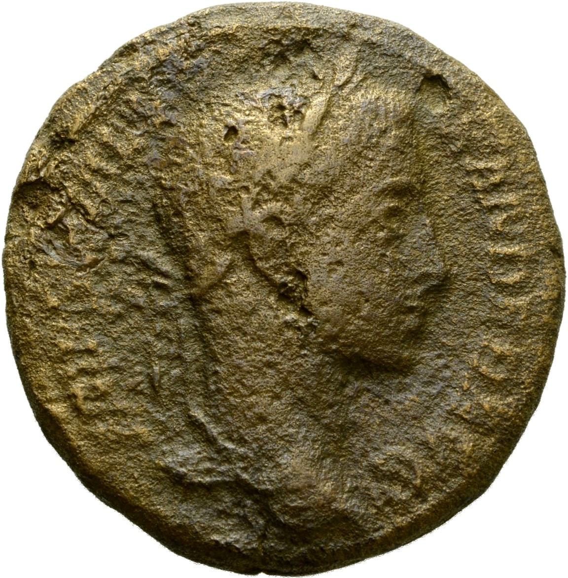 RIC IV Severus Alexander 579 Severus Alexander obverse, Bust of Severus Alexander, laureate, draped over left shoulder, right