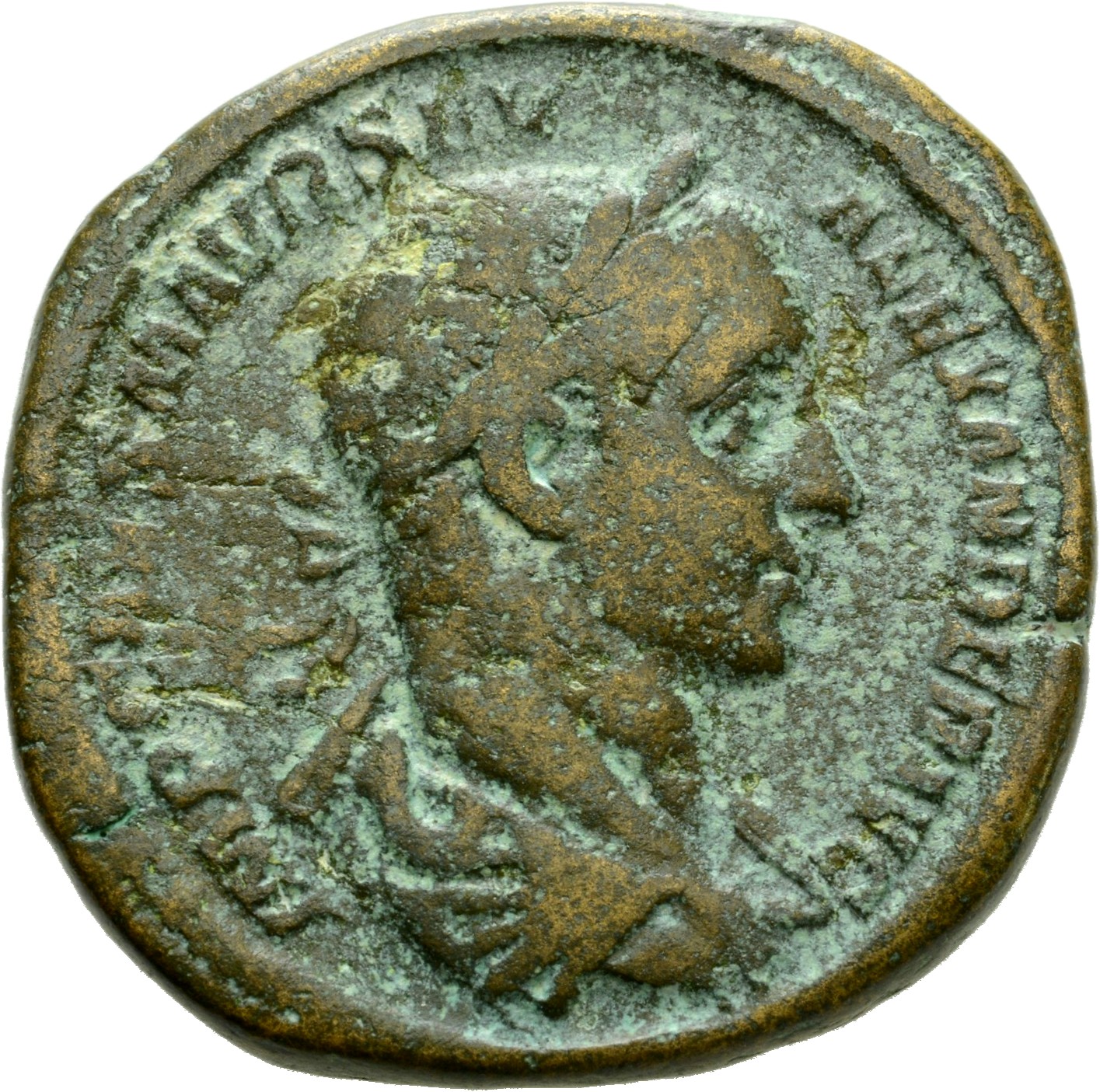 RIC IV Severus Alexander 592d Severus Alexander obverse, Bust of Severus Alexander, laureate, draped, cuirassed, right