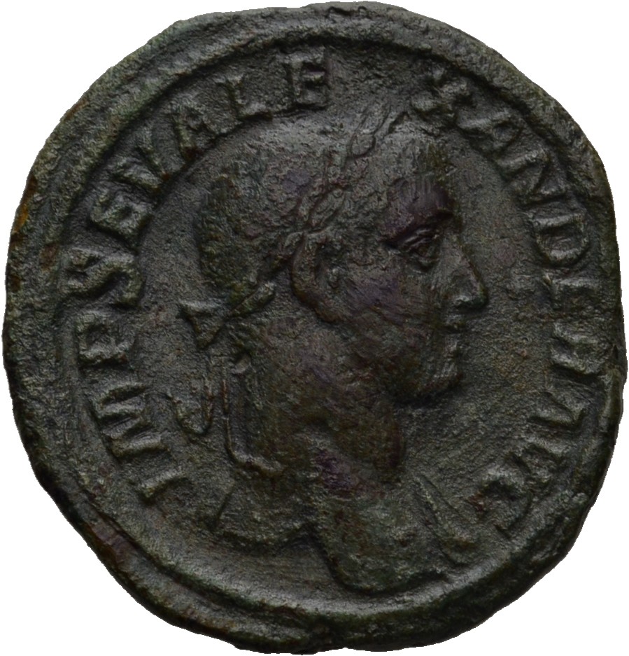 RIC IV Severus Alexander 596b Severus Alexander obverse, Bust of Severus Alexander, laureate, draped over left shoulder, r...