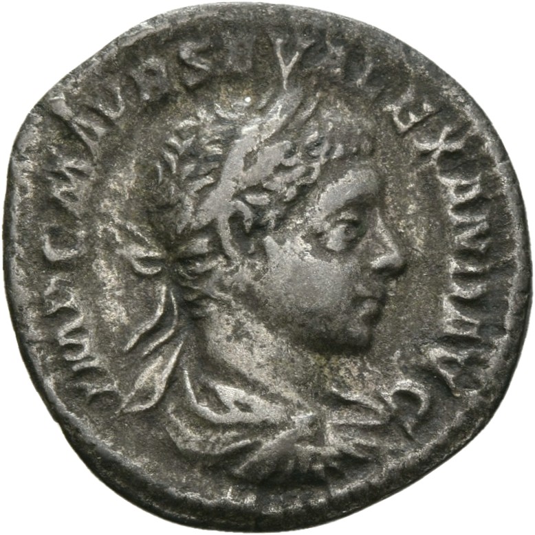RIC IV Severus Alexander 5c Severus Alexander obverse, Bust of Severus Alexander, laureate, draped, right