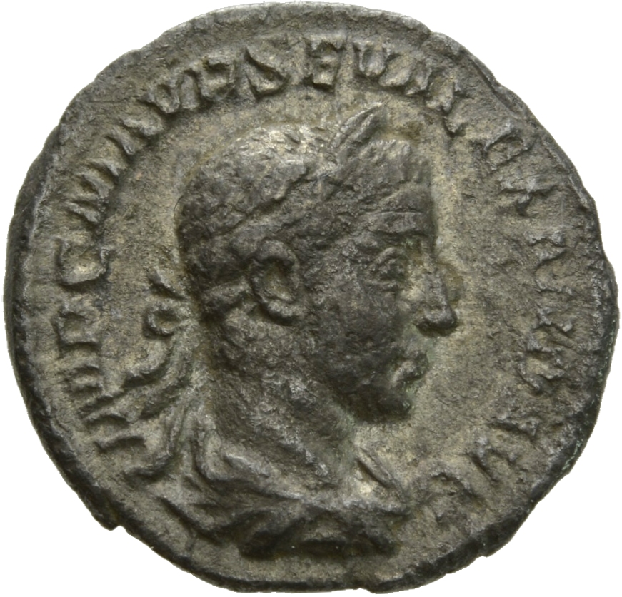 RIC IV Severus Alexander 5d Severus Alexander obverse, Bust of Severus Alexander, larueate, draped, cuirassed, right