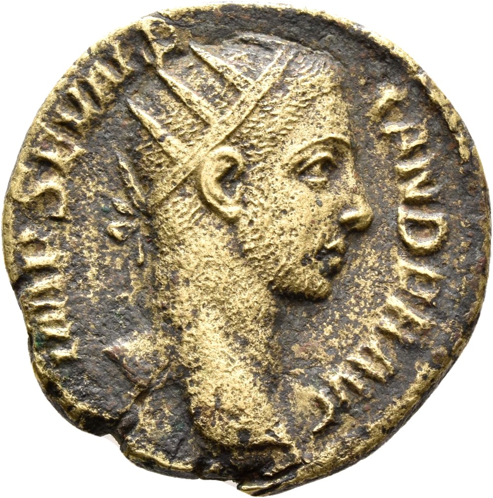 RIC IV Severus Alexander 601 Severus Alexander obverse, Head of Severus Alexander, radiate, with aegis?, right